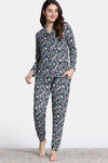 Zivame Zfun Knit Poly Pyjama Set - Iron Gate — thumbnail 2
